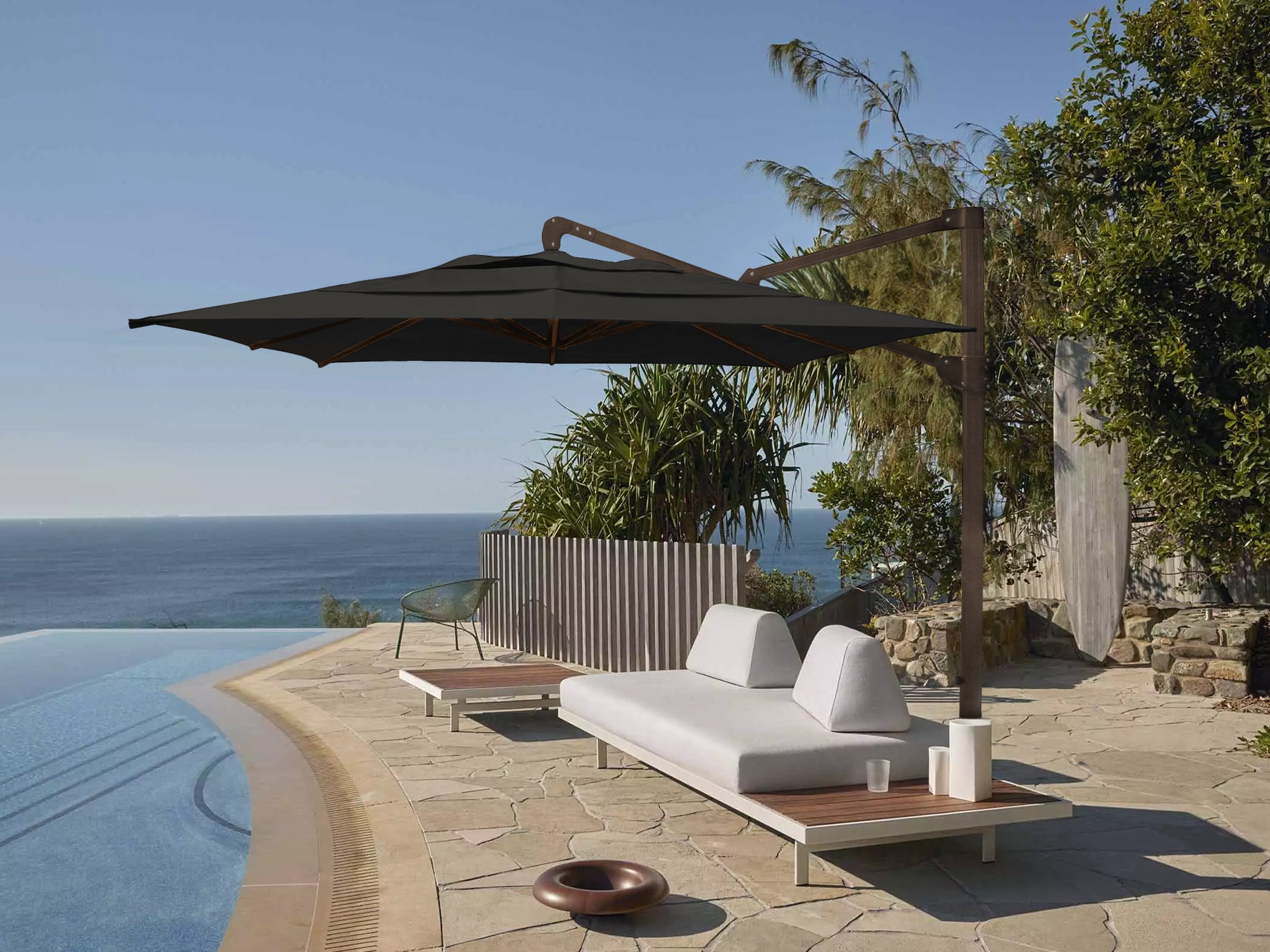 Cantilever 10FT Square Aluminum Umbrella with Granite Base – Terrazza