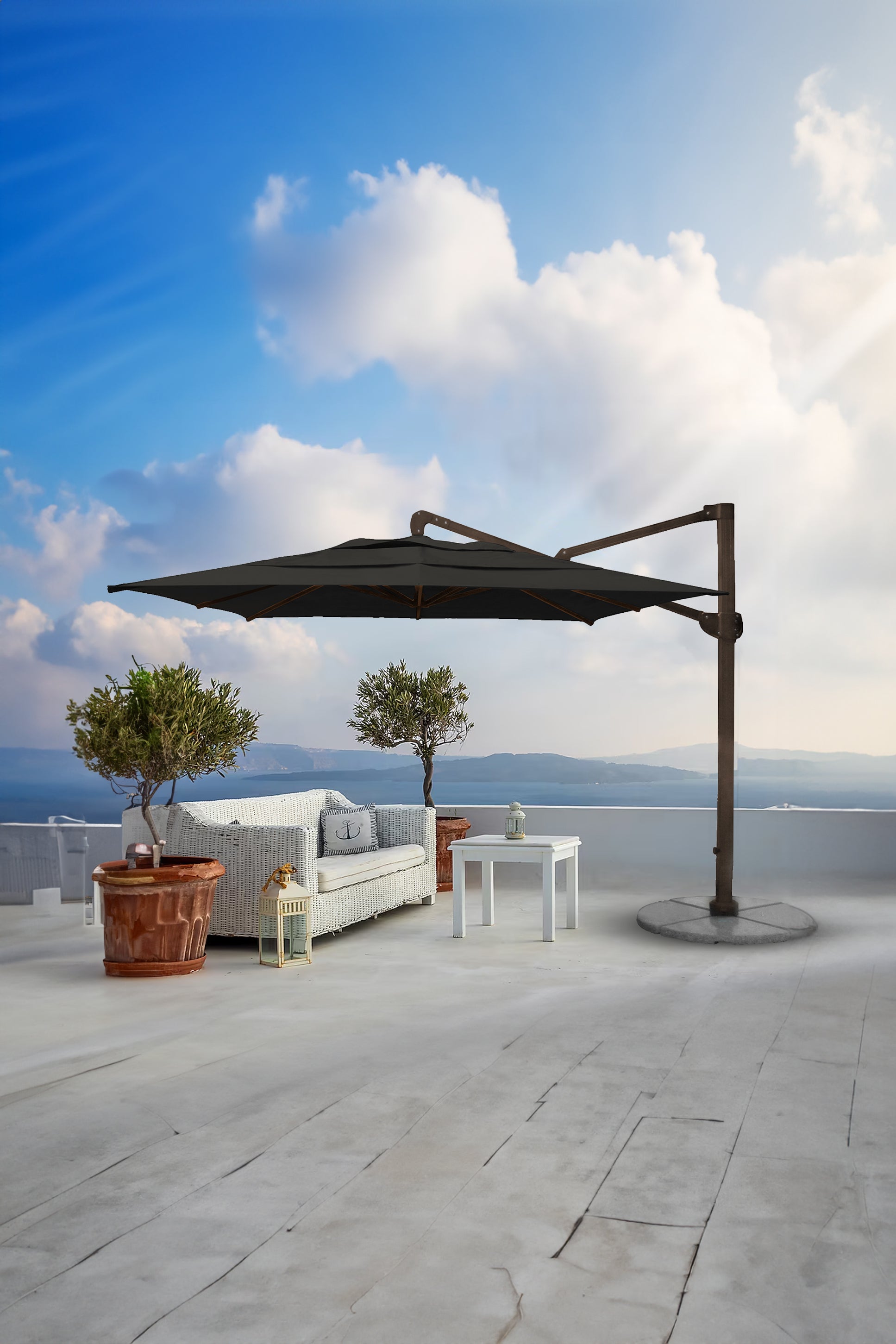 contemporary patio umbrella Cantilever 10FT Square Aluminum with Granite Base – Terrazza giving you an ample One-Handed Opening Mechanism Curling Helmet Basket:Cross-country skiing