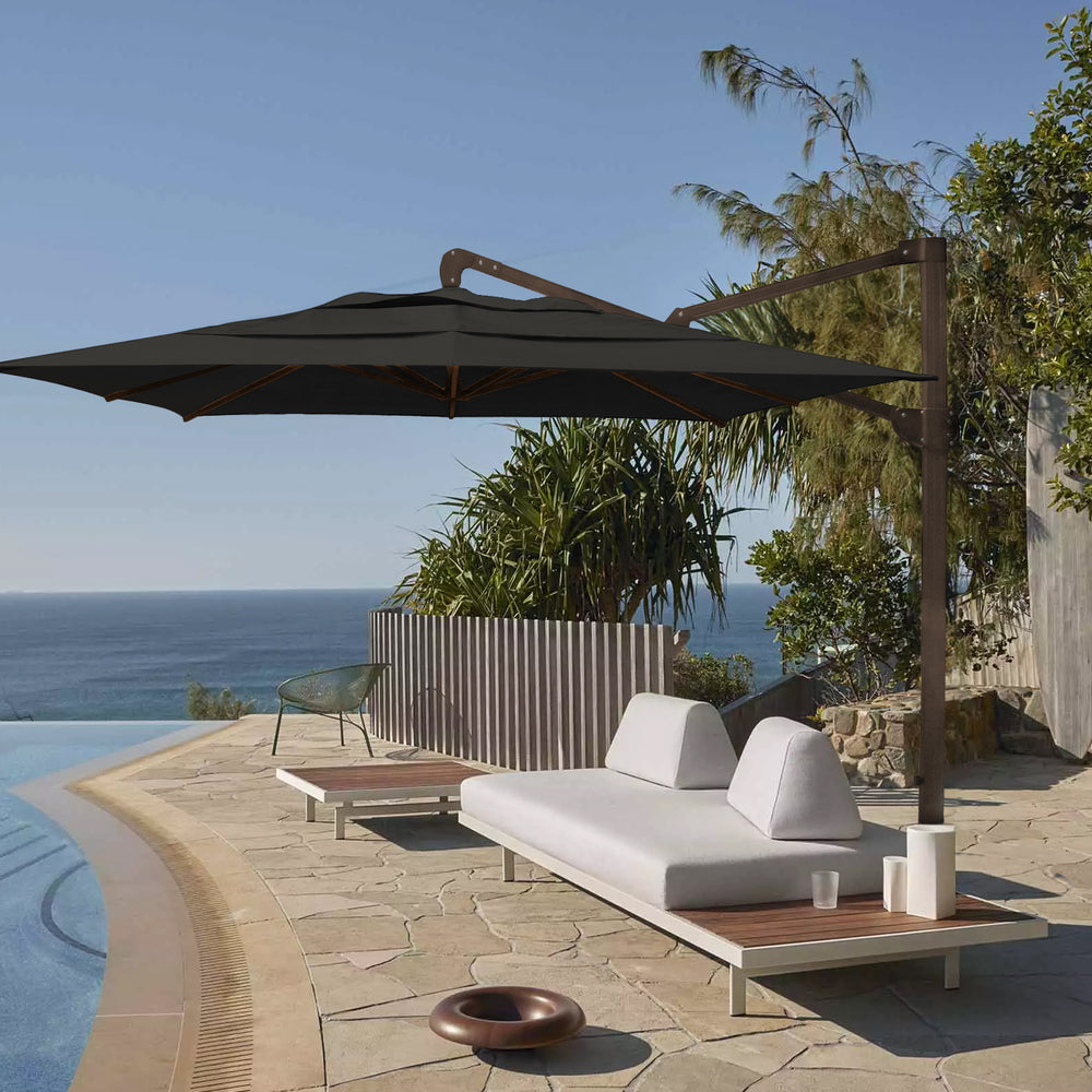 granite patio umbrella base Cantilever 10FT Square Aluminum Umbrella with Granite Base – Terrazza