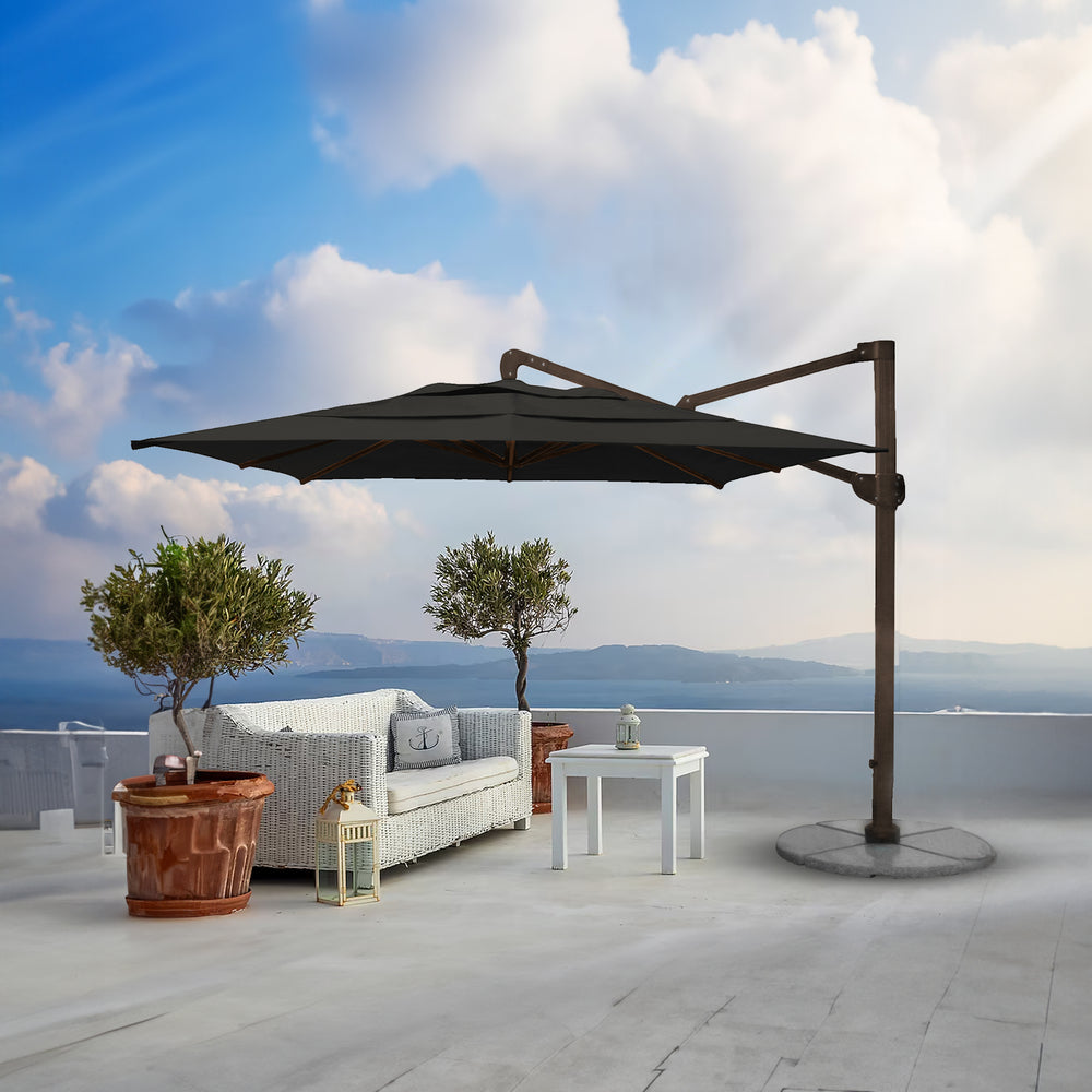 cantilever patio umbrella gray 10' x 10' Montilla 110 Our cantilever outdoor umbrella combines the courtyard and outdoor dining table into a cool and comfortable space Cantilever 10FT Square Aluminum Umbrella