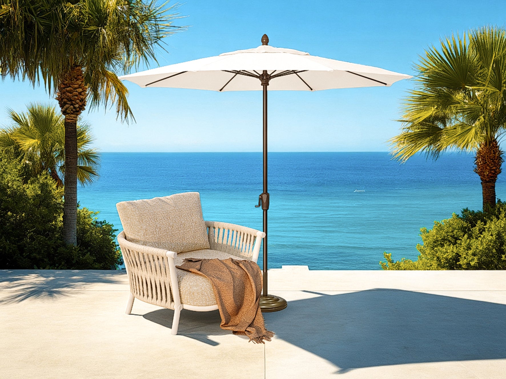Marbella 9FT Octagonal Crank Aluminum Umbrella - Sunbrella Fabric